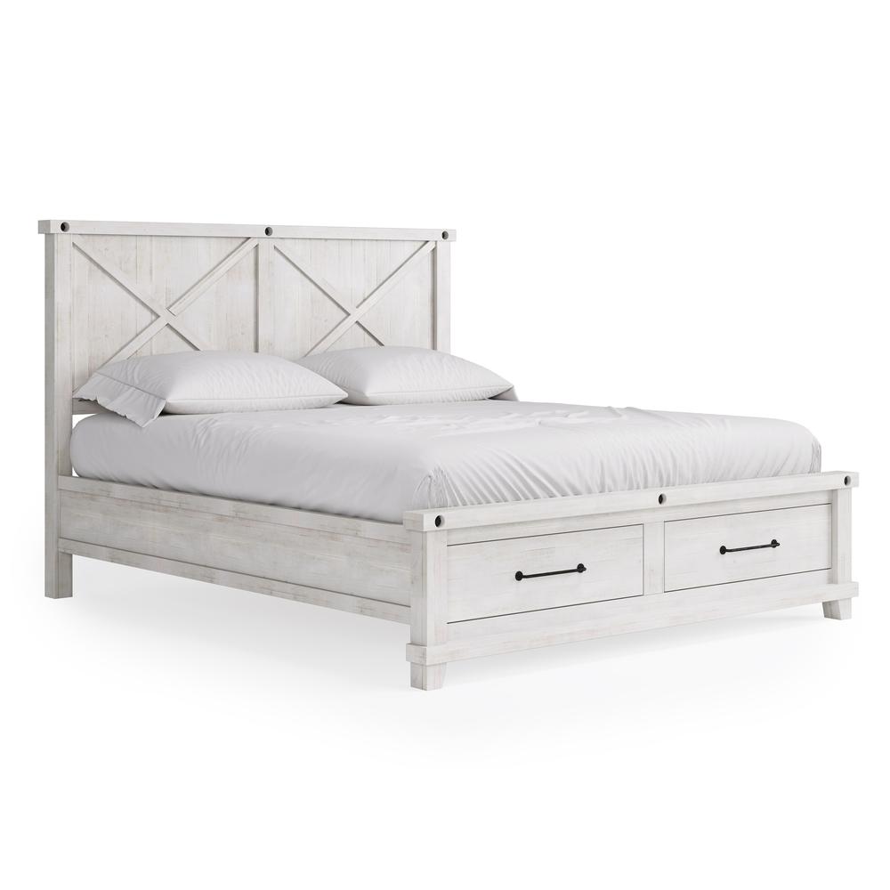 Yosemite Solid Wood Footboard Storage Bed in Rustic White. Picture 5