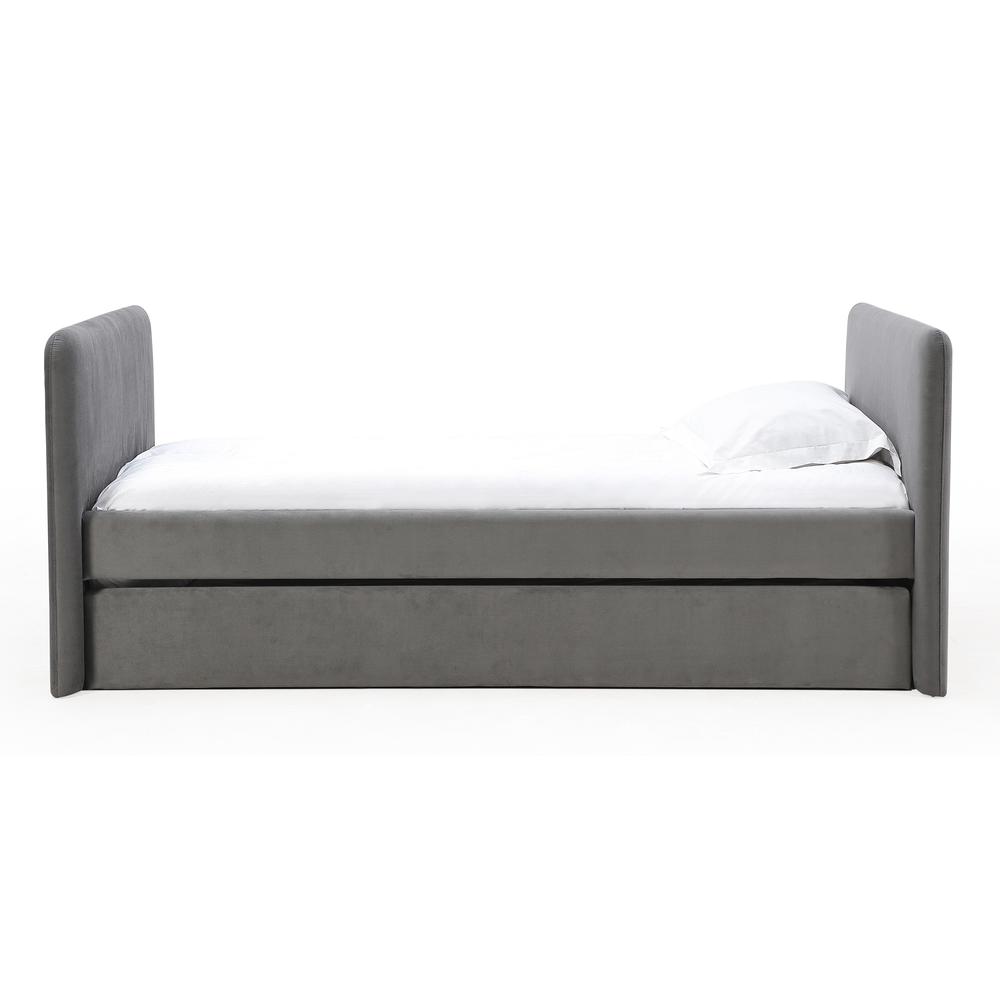 Elora Upholstered Daybed with Trundle in Charcoal Velvet. Picture 5
