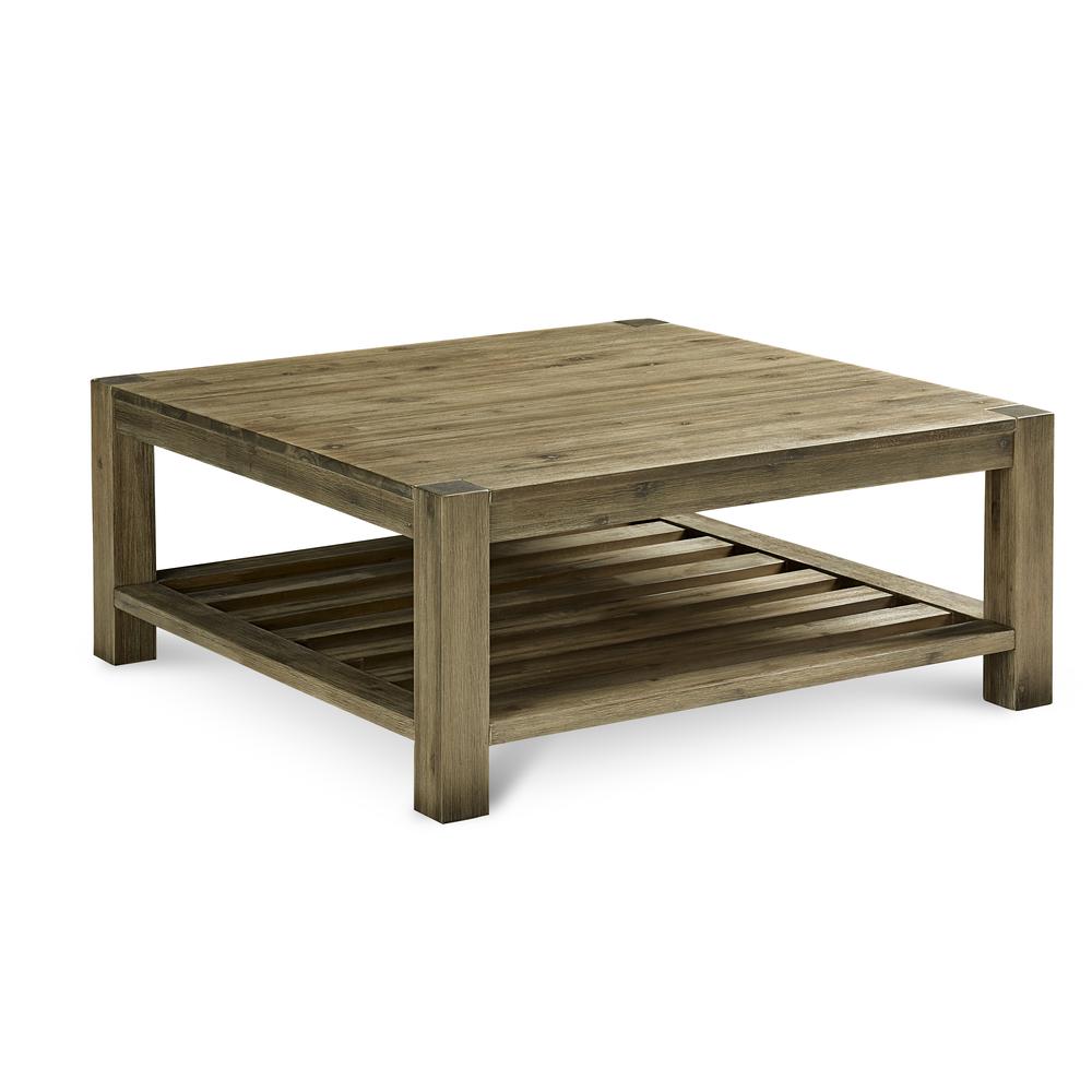 Canyon Solid Wood Square Coffee Table in Washed Grey. Picture 5