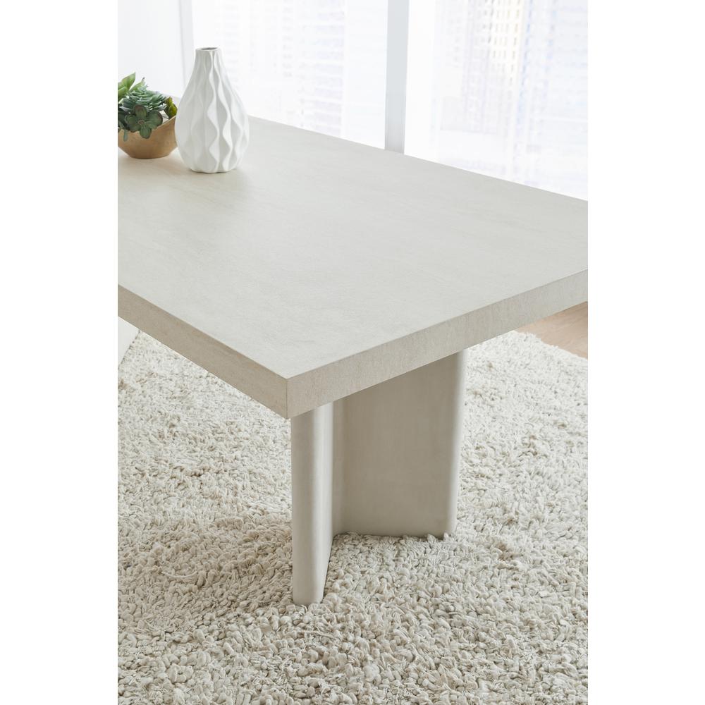 Caye Stone Top Double Pedestal Dining Table with Ivory Cement Base. Picture 2