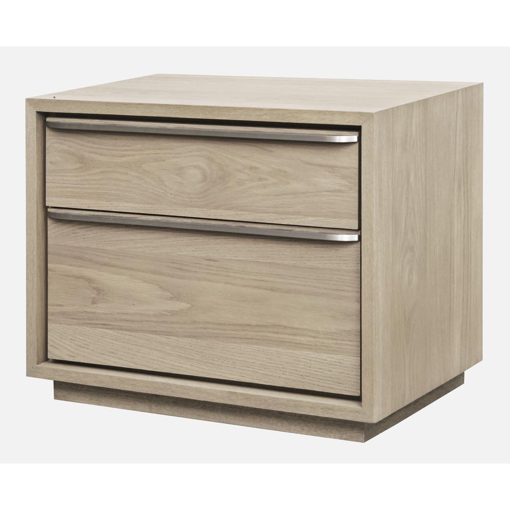 One Coastal Modern Two Drawer USB-Charging Nightstand in Bisque. Picture 4