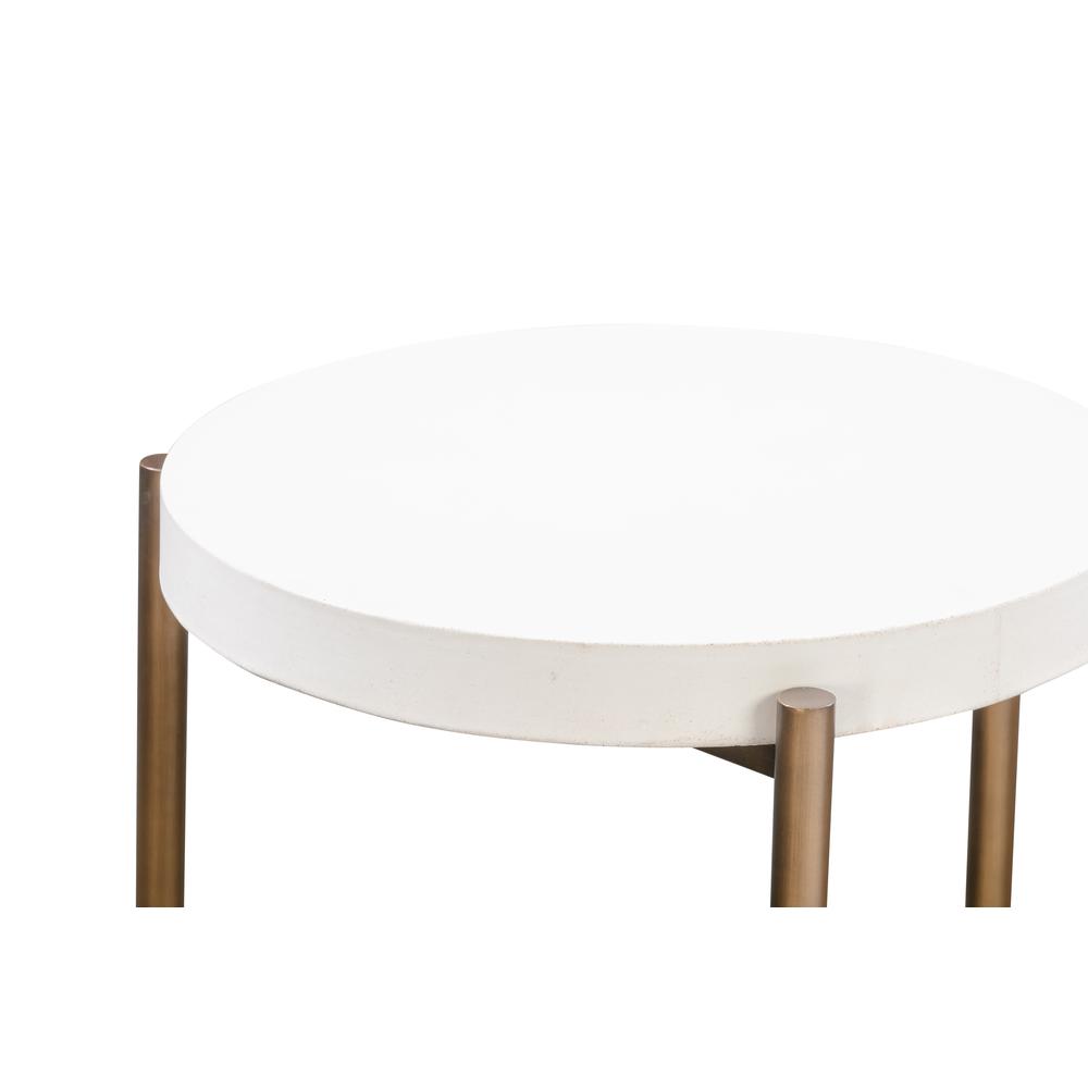 Lyon Round White Concrete and Metal Side Table. Picture 4