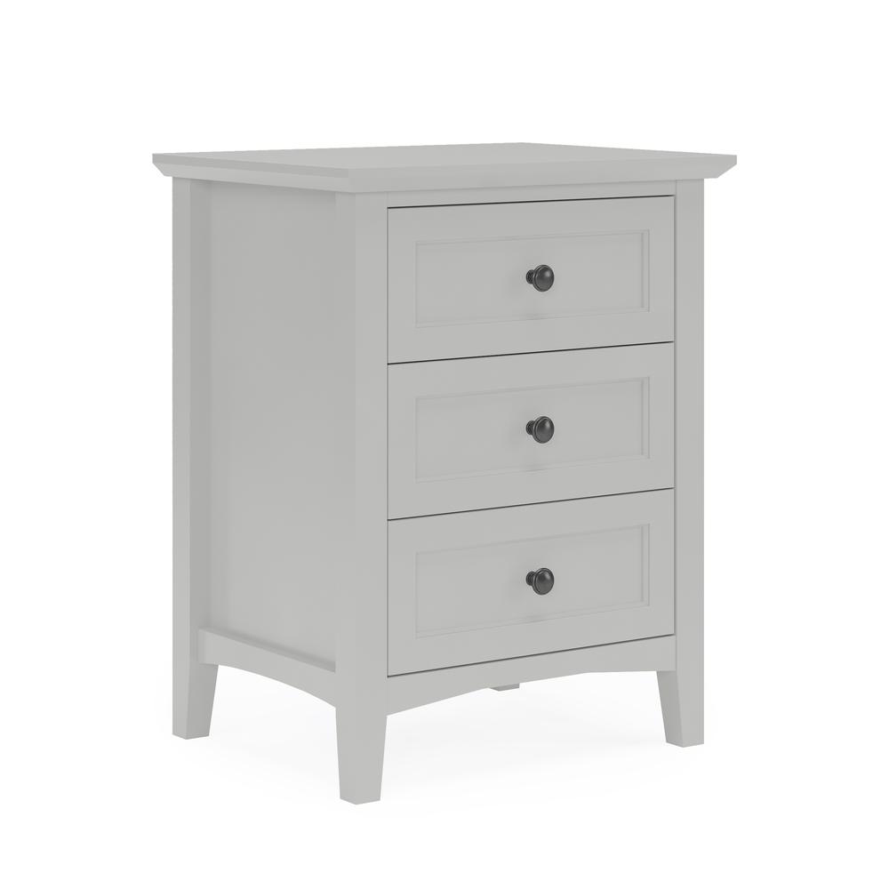 Grace Three Drawer Nightstand in Elephant Grey. Picture 3