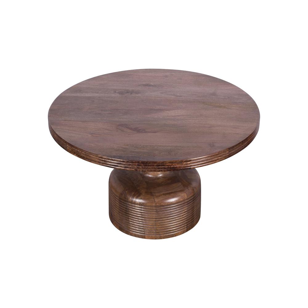 Liyana Solid Wood Round Coffee Table in Natural Tan. Picture 4
