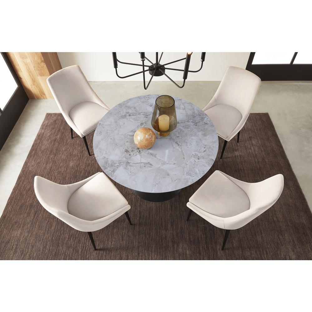 Winston Stone Top Metal Base Round Dining Table in Grigio. Picture 3