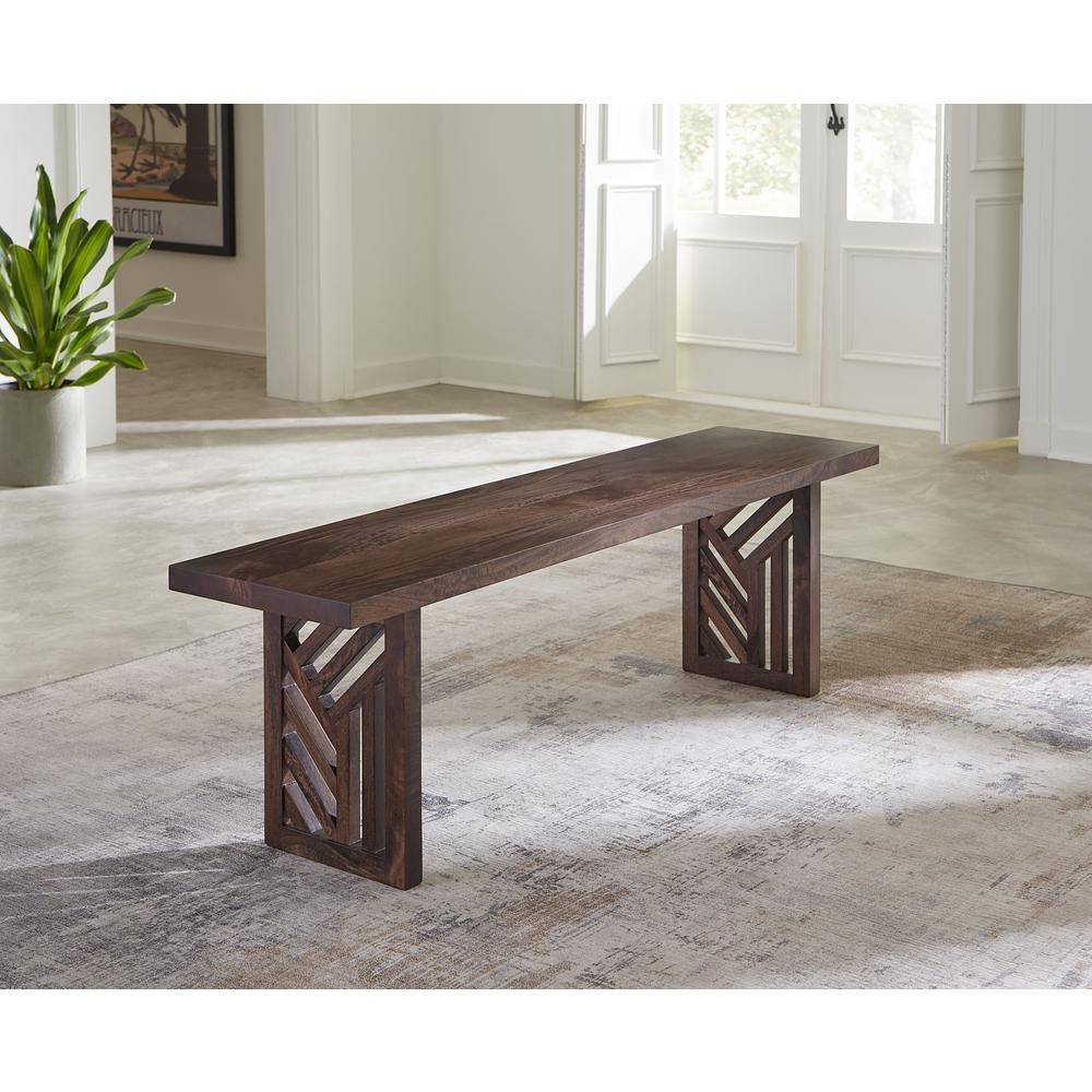 Fevano Solid Wood Dining Bench in Smoked Brown. Picture 1