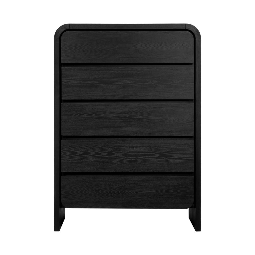 Elora Five Drawer Chest in Jet Black Ash. Picture 2