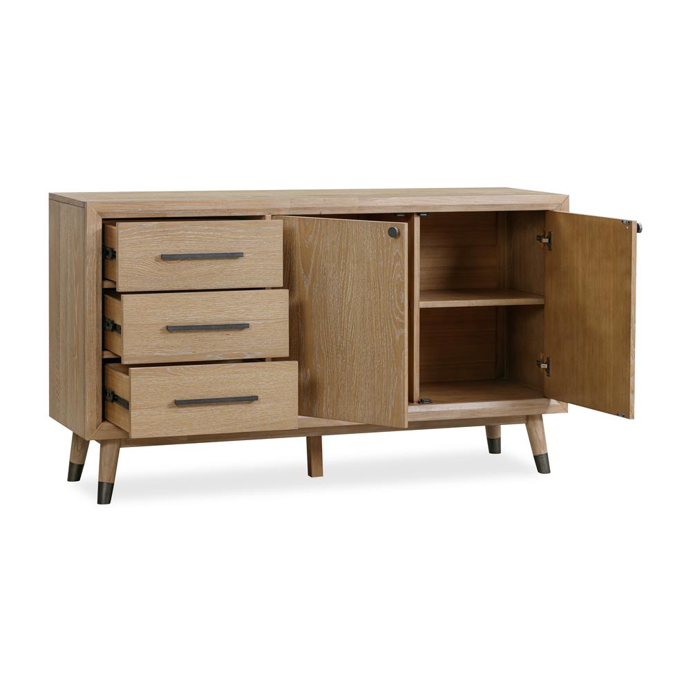 Franklin Three Drawer Two Door White Oak Sideboard in Au Natural. Picture 6