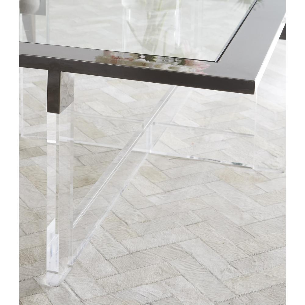 Bastian Coffee Table in Clear Acrylic and Gunmetal Polished Stainless Steel. Picture 2