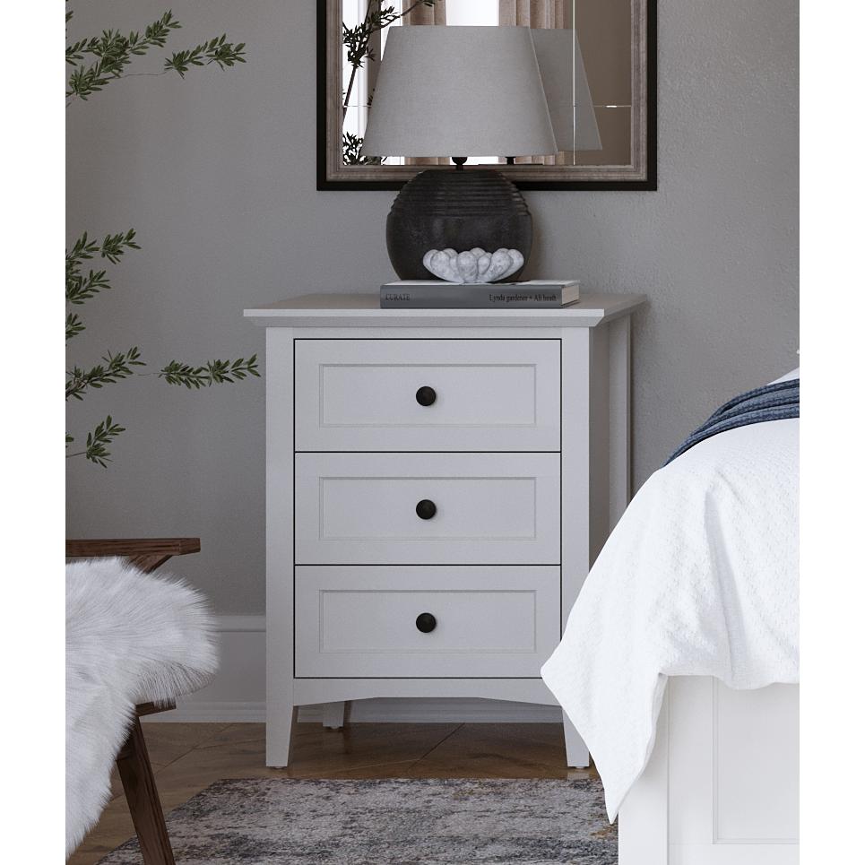 Grace Three Drawer Nightstand in Snowfall White. Picture 6