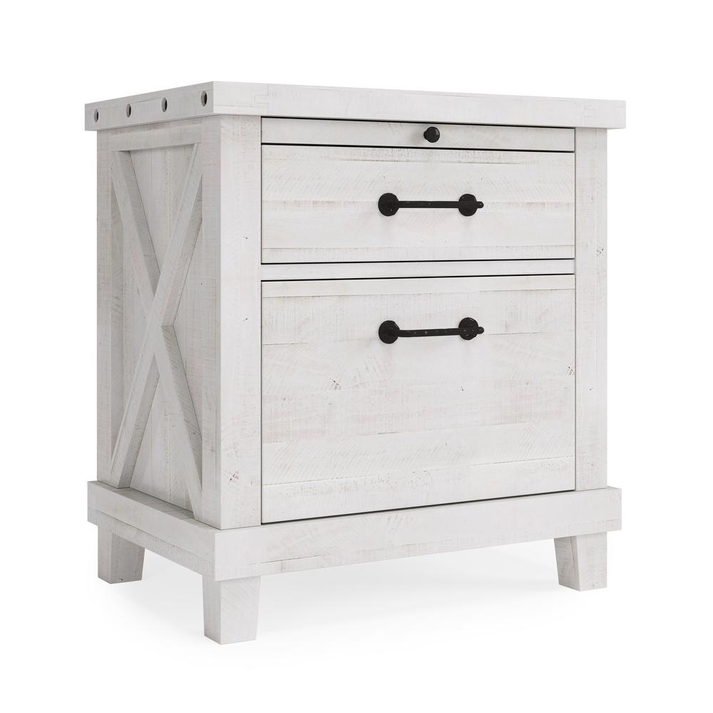 Yosemite Solid Wood Nightstand in Rustic White. Picture 3