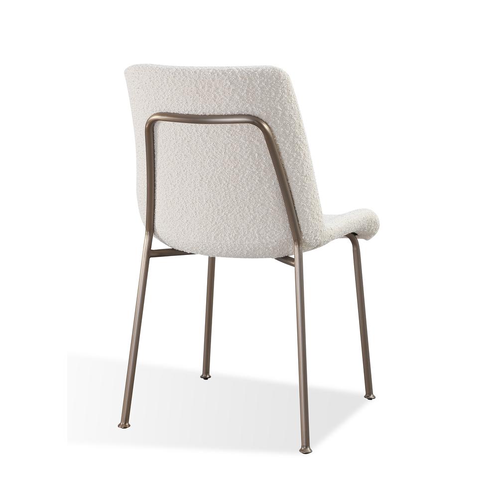 Jade Upholstered Dining Chair in Cottage Cheese Boucle and Brushed Nickel Metal. Picture 6