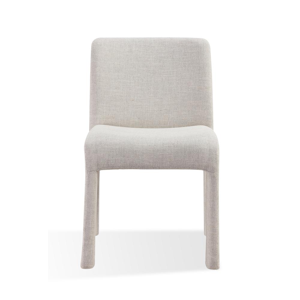 Devon Fully Upholstered Dining Chair in Turtle Dove Linen. Picture 5
