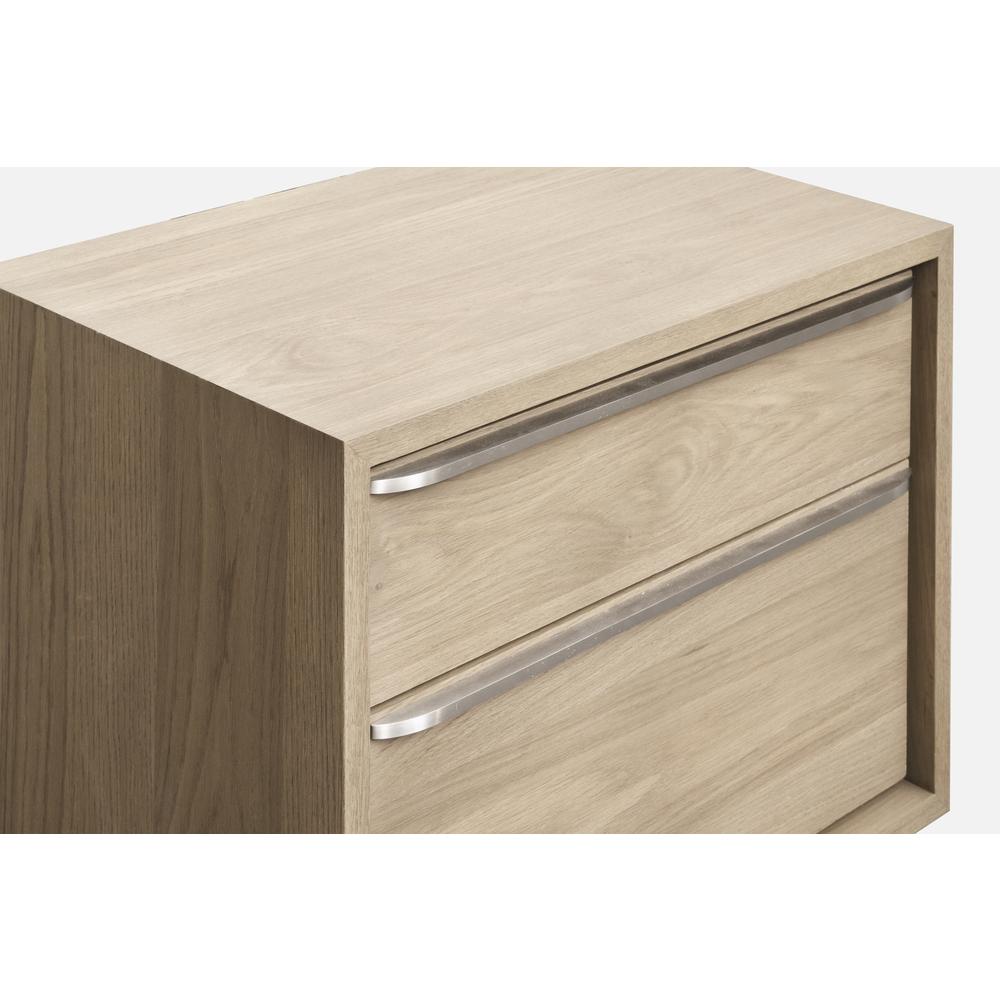 One Coastal Modern Two Drawer USB-Charging Nightstand in Bisque. Picture 2