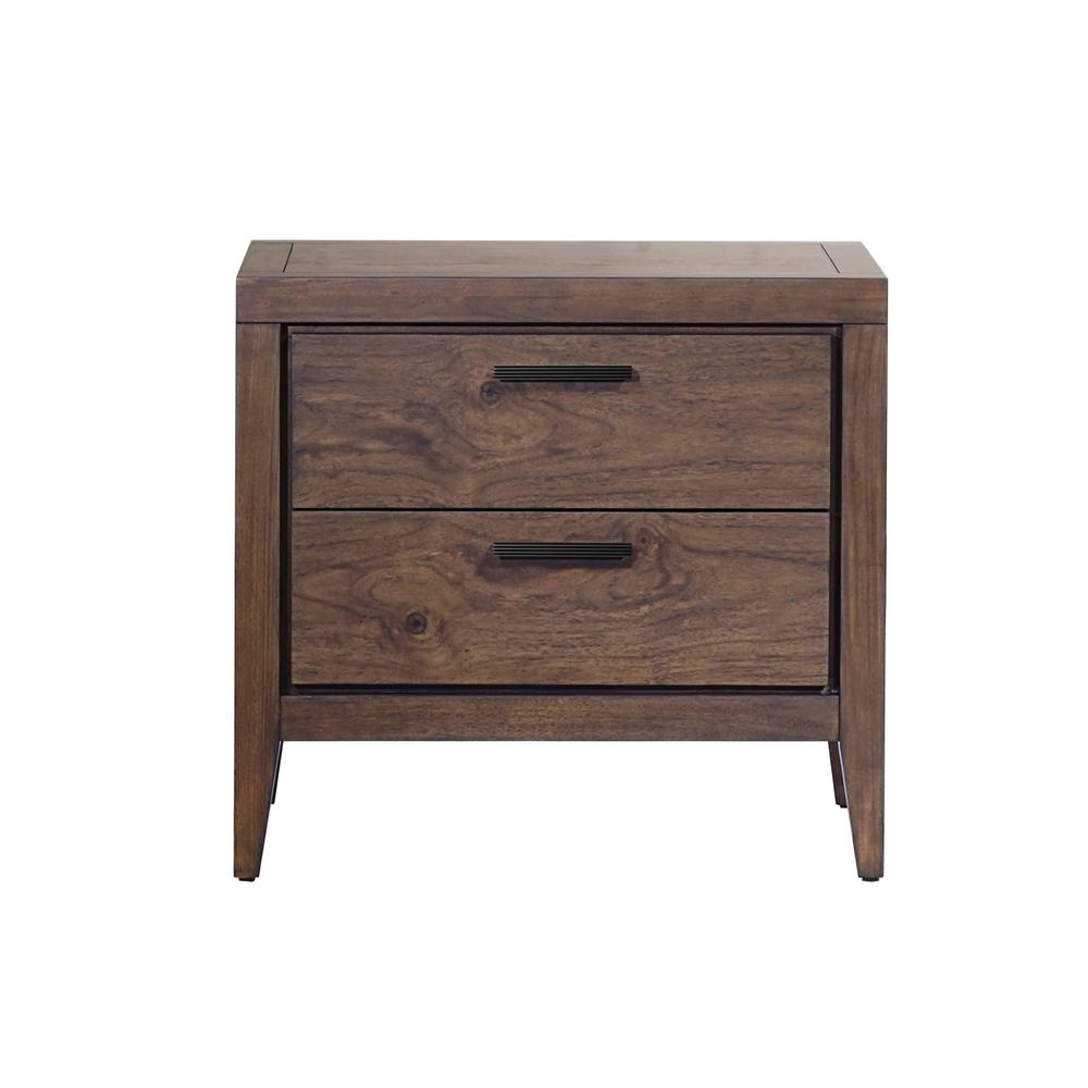 Boracay Two Drawer USB Charging Nightstand in Wild Oats Brown. Picture 2