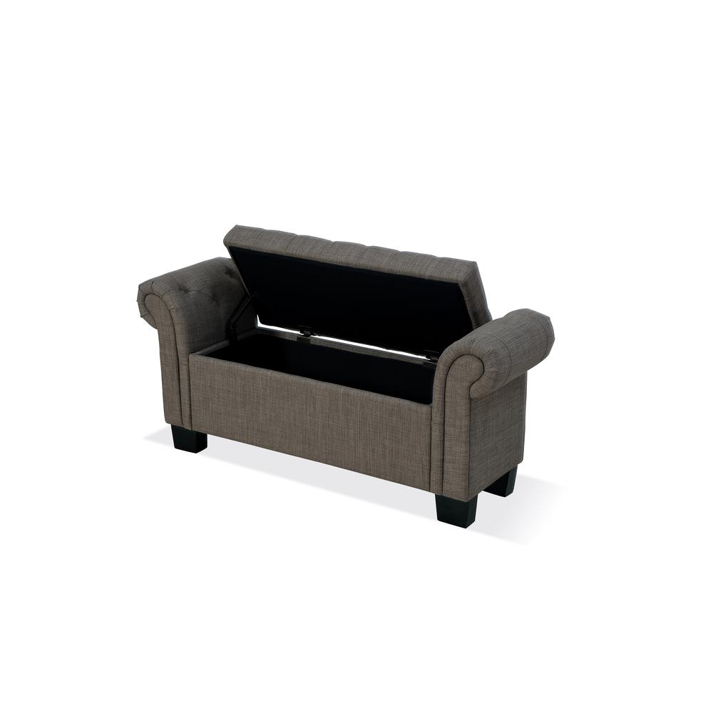 Royal Rolled Arm Storage Bench in Dolphin Linen. Picture 7