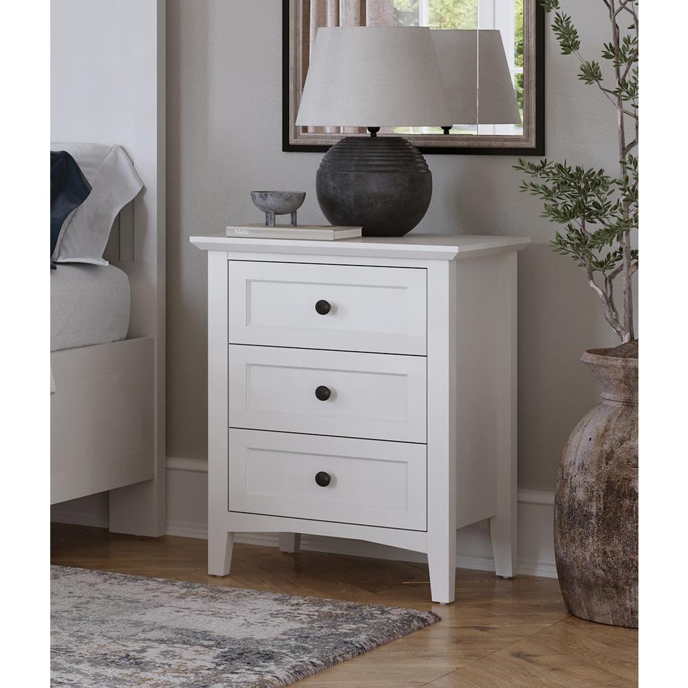 Grace Three Drawer Nightstand in Snowfall White. Picture 1