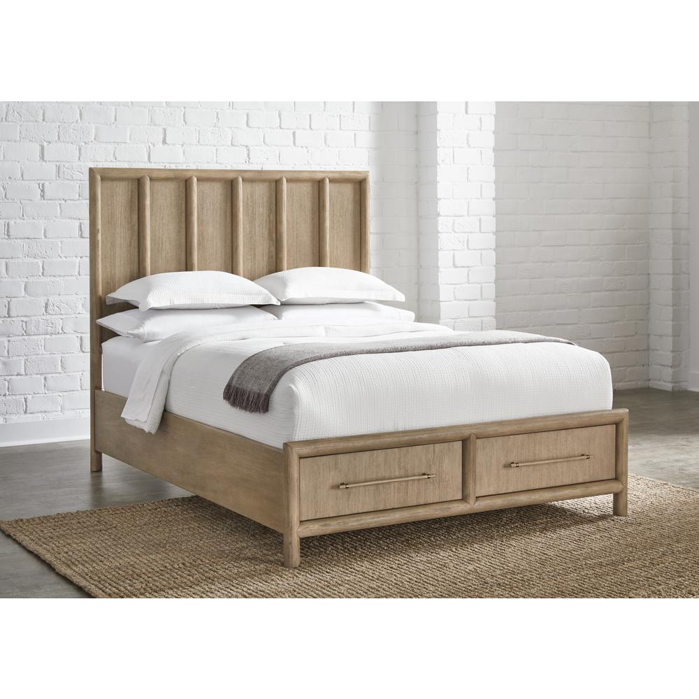 Dorsey Wooden Two Drawer Storage Bed in Granola. Picture 1