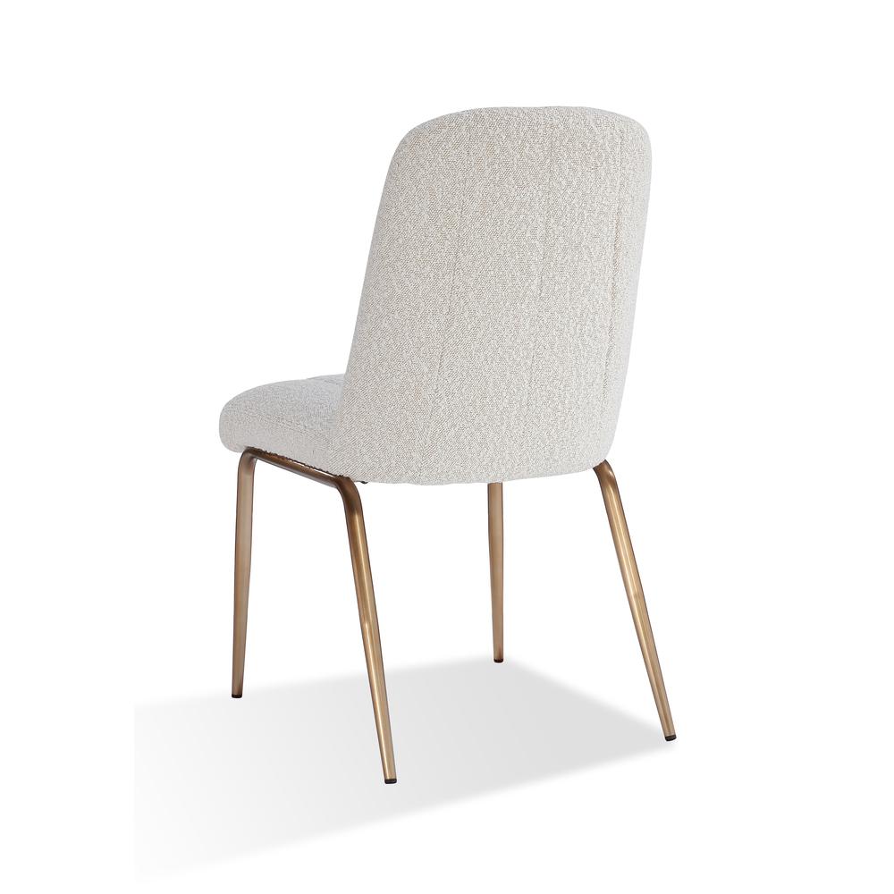 Apollo Upholstered Dining Chair in Ricotta Boucle and Brushed Bronze Metal. Picture 6