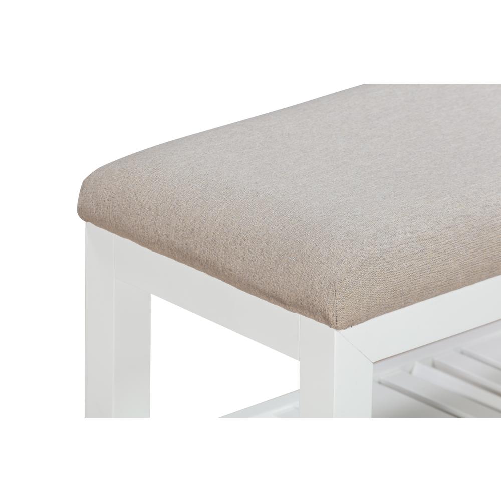 Retreat Upholstered Wood Bench in Snowfall. Picture 4
