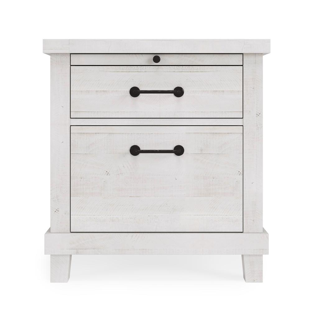 Yosemite Solid Wood Nightstand in Rustic White. Picture 2