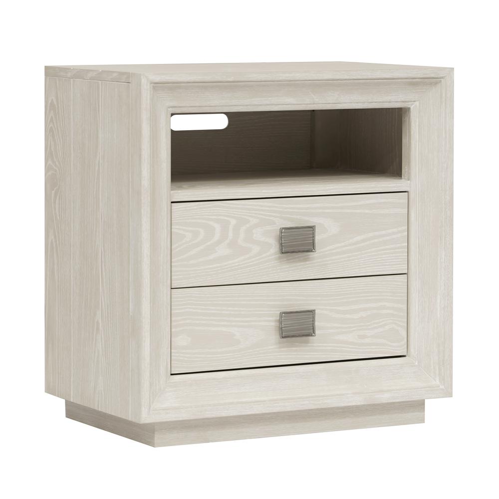 Maxime Two Drawer USB-Charging Nightstand in Ash. Picture 2