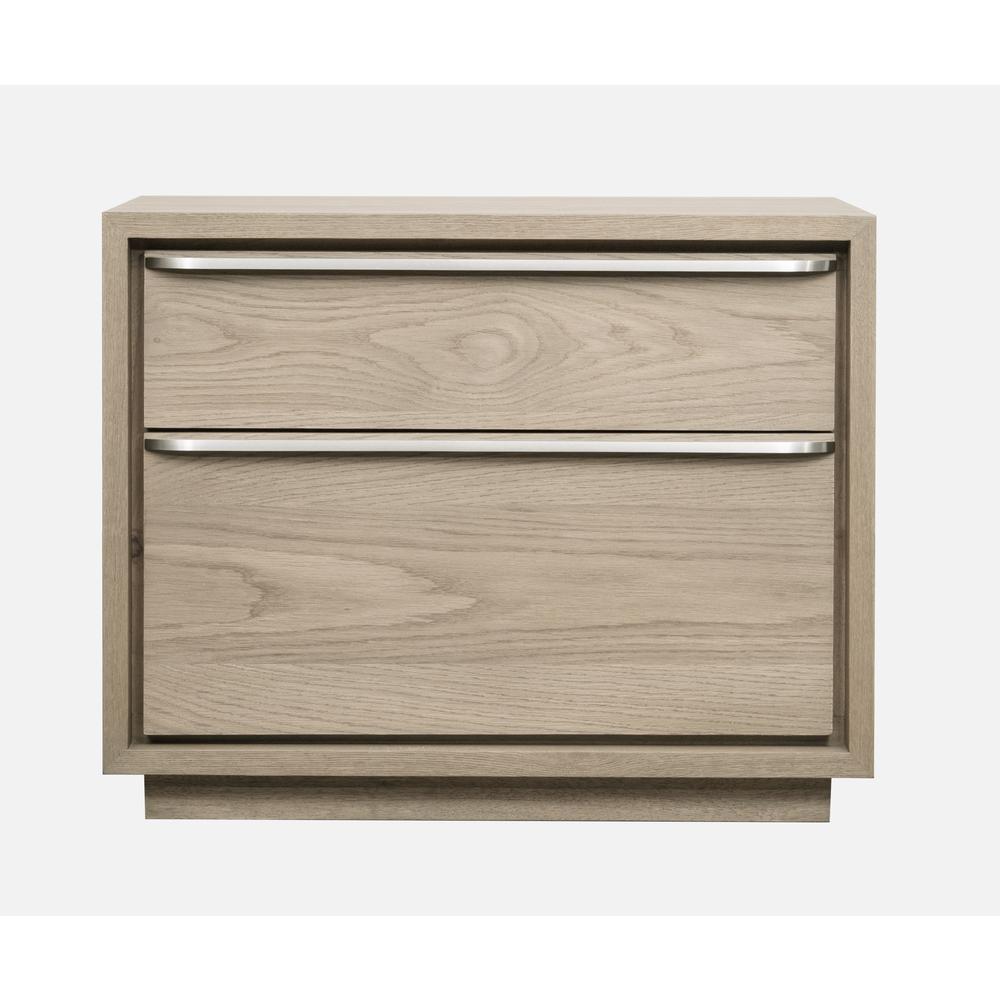 One Coastal Modern Two Drawer USB-Charging Nightstand in Bisque. Picture 1