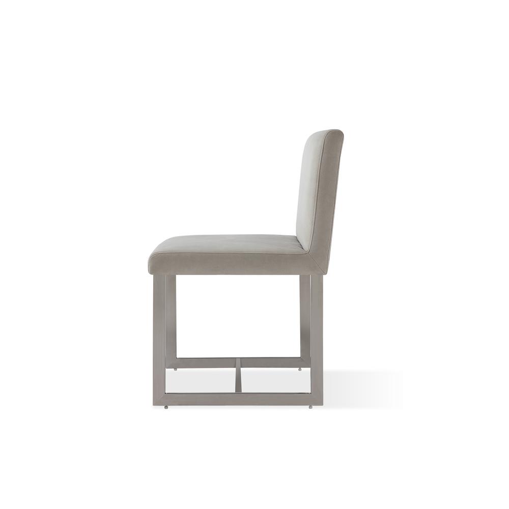 Eliza Upholstered Dining Chair in Dove and Brushed Stainless Steel. Picture 7