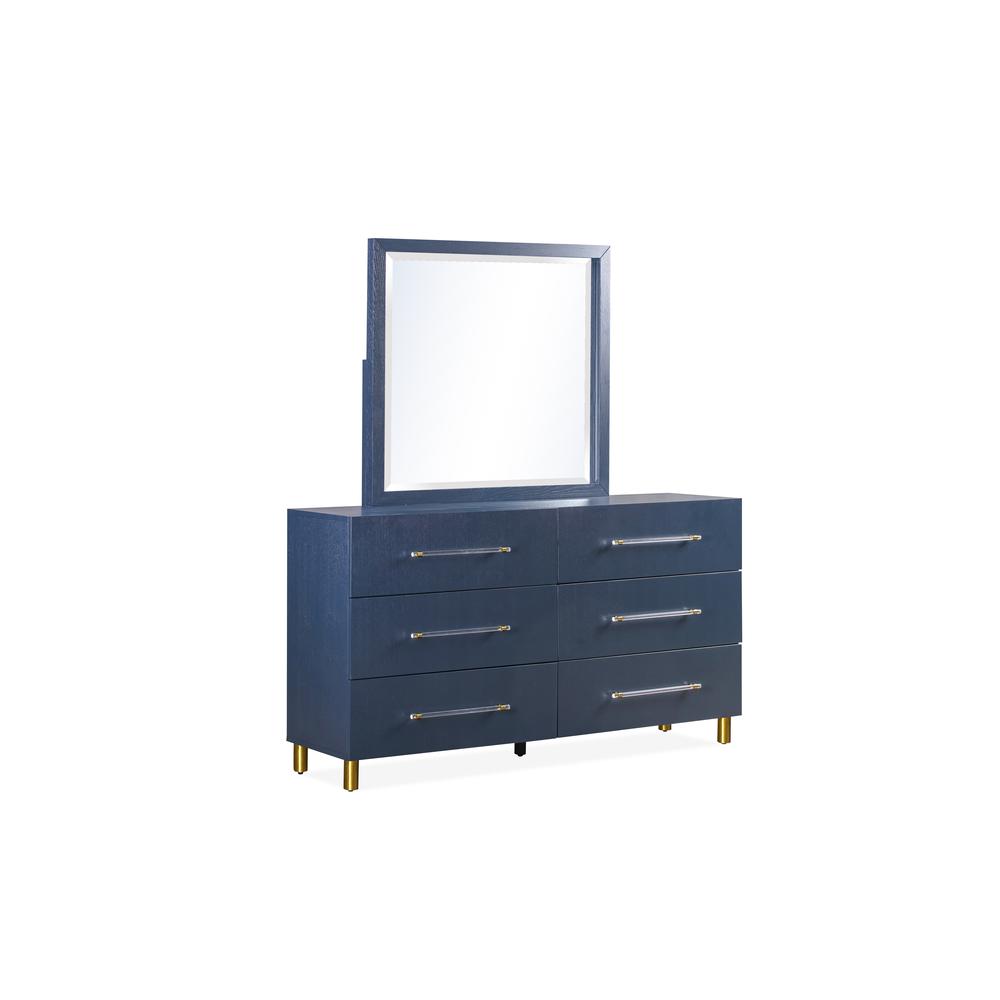 Argento Six Drawer Dresser in Navy Blue and Burnished Brass (2024). Picture 8