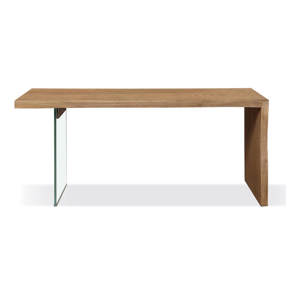 One Modern Coastal Writing Desk  in White Oak and Glass. Picture 1