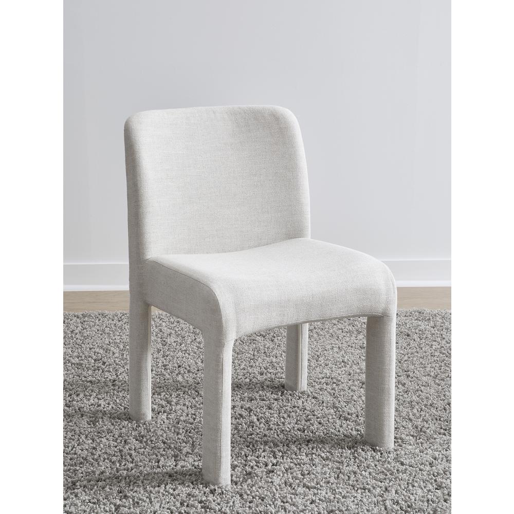 Devon Fully Upholstered Dining Chair in Turtle Dove Linen. Picture 1