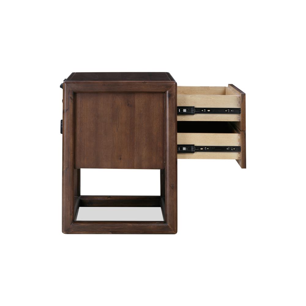 Sol Two Drawer USB-Charging Nightstand in Brown Spice. Picture 5
