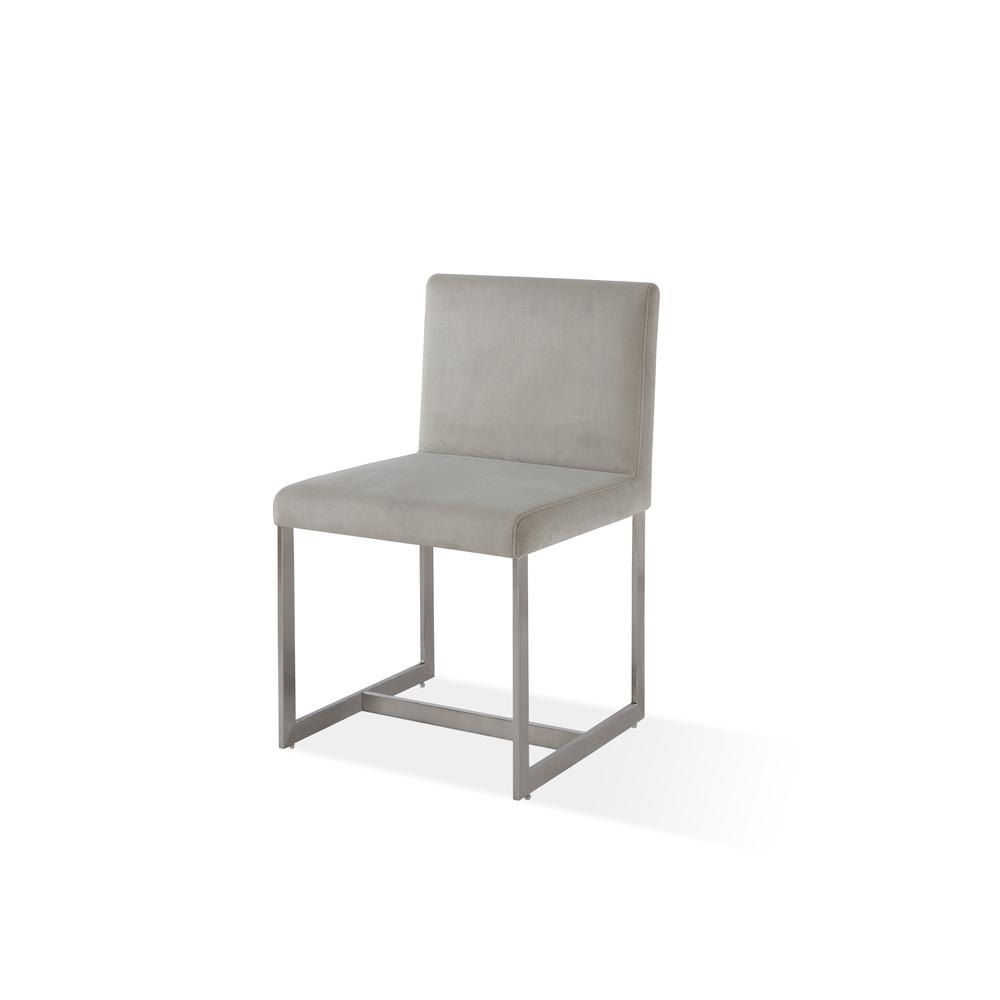 Eliza Upholstered Dining Chair in Dove and Brushed Stainless Steel. Picture 4