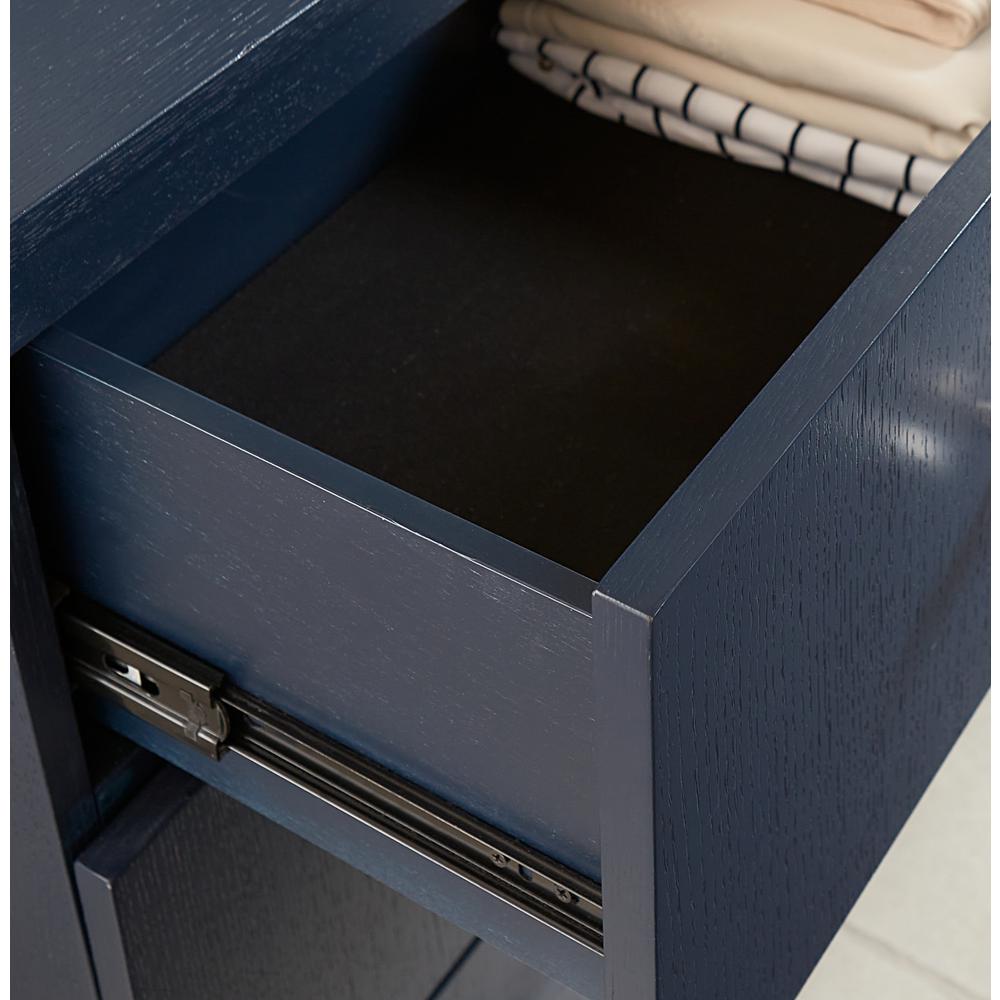 Argento Five Drawer Chest in Navy Blue and Burnished Brass (2024). Picture 2