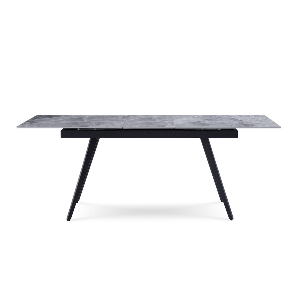 Lucia Extendable Stone Top Metal Leg Dining Table in Piedra and Black. Picture 7