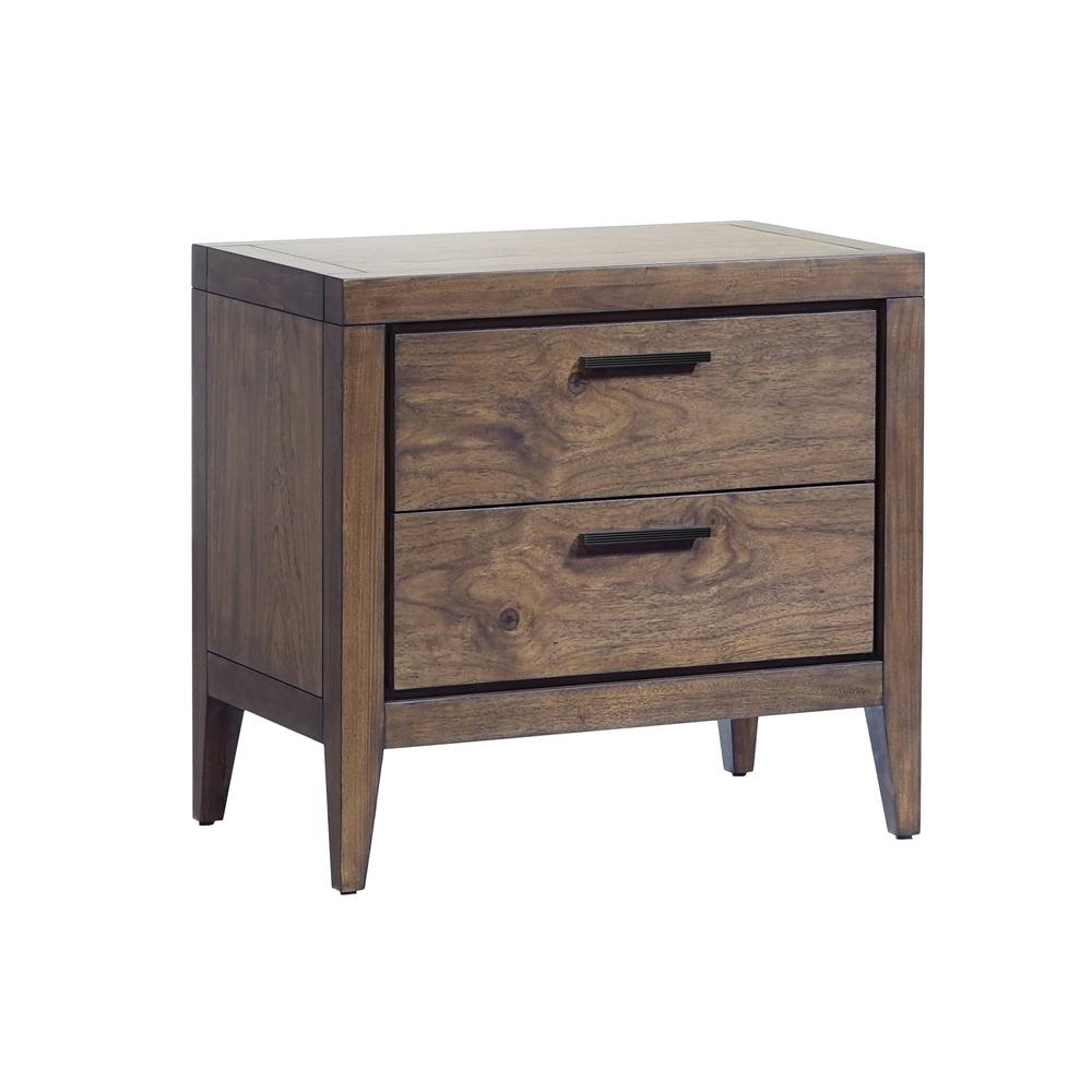 Boracay Two Drawer USB Charging Nightstand in Wild Oats Brown. Picture 3