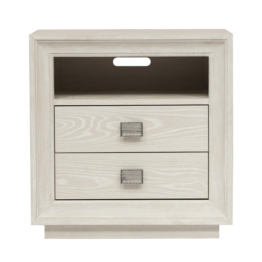 Maxime Two Drawer USB-Charging Nightstand in Ash. Picture 4