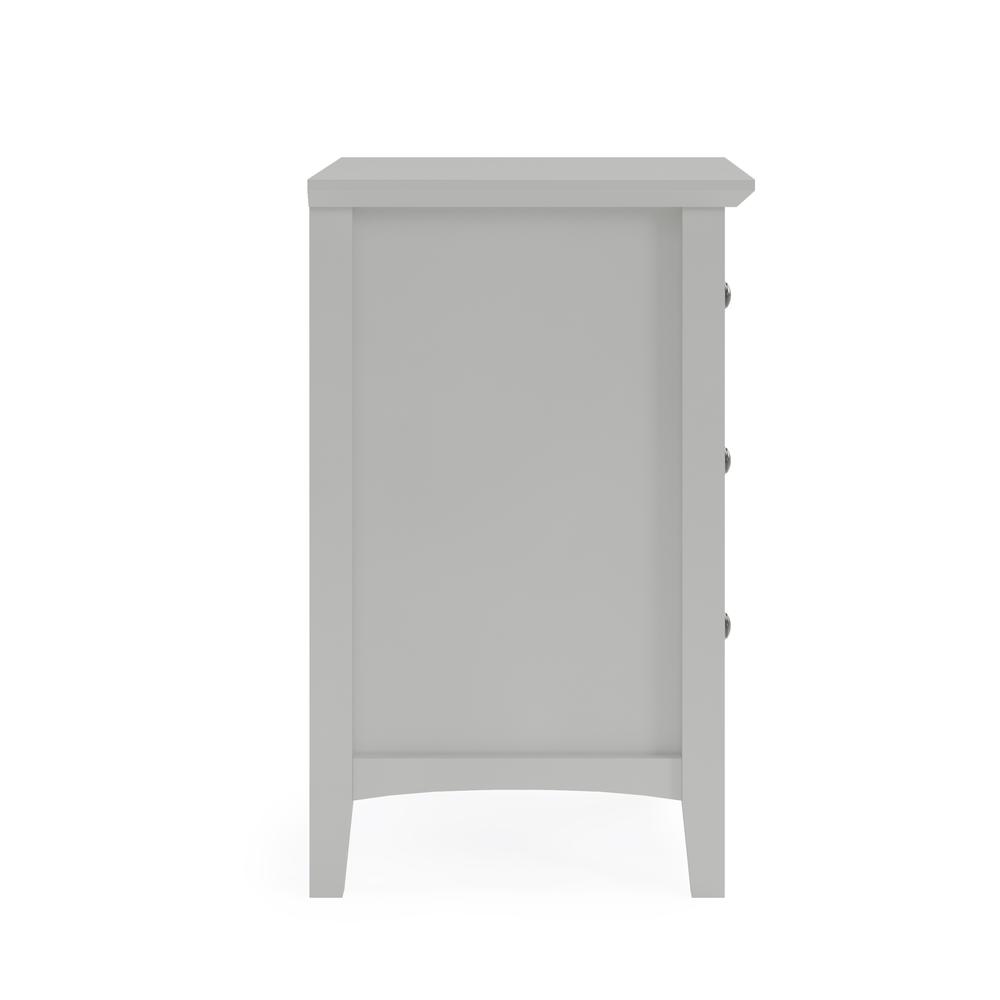 Grace Three Drawer Nightstand in Elephant Grey. Picture 4