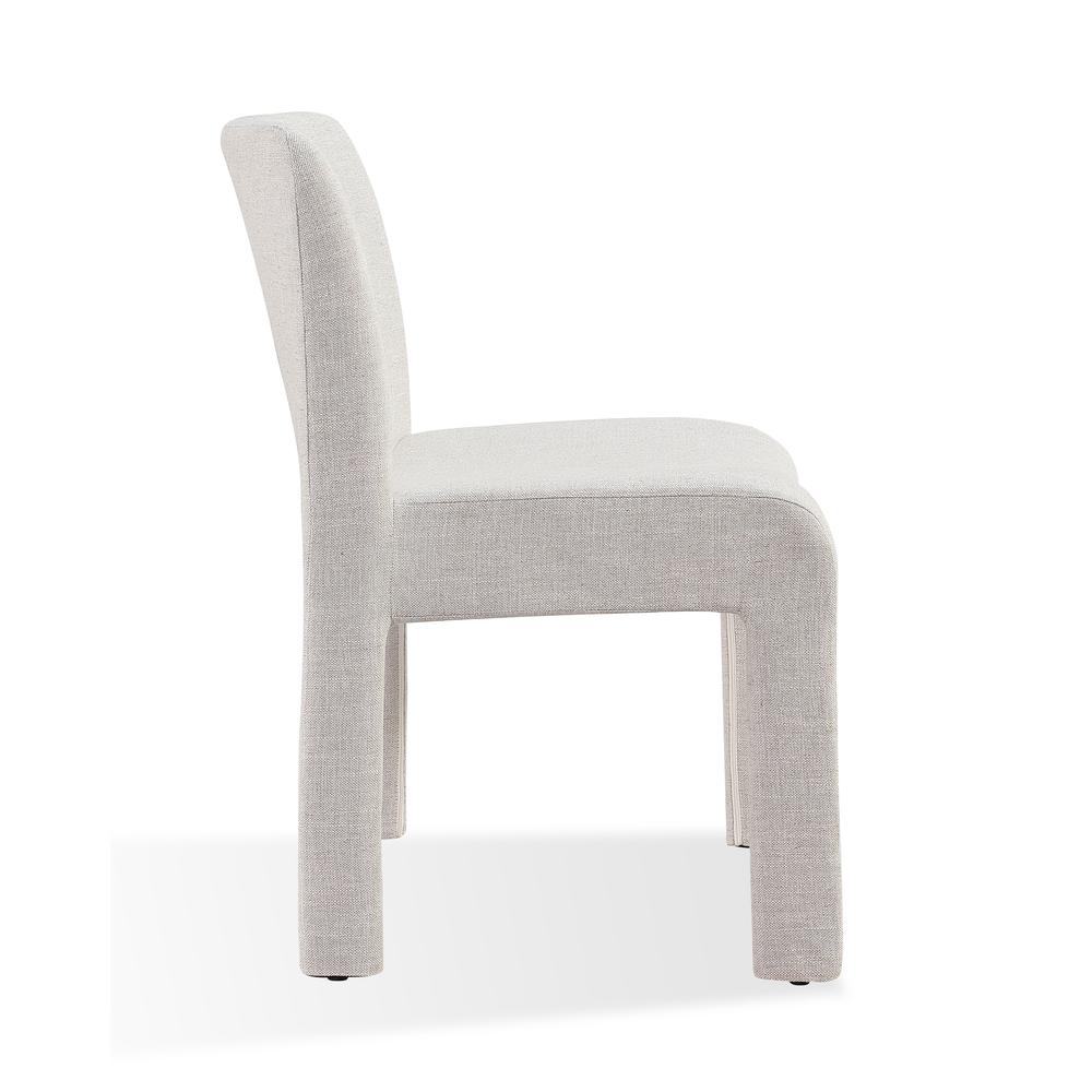 Devon Fully Upholstered Dining Chair in Turtle Dove Linen. Picture 4