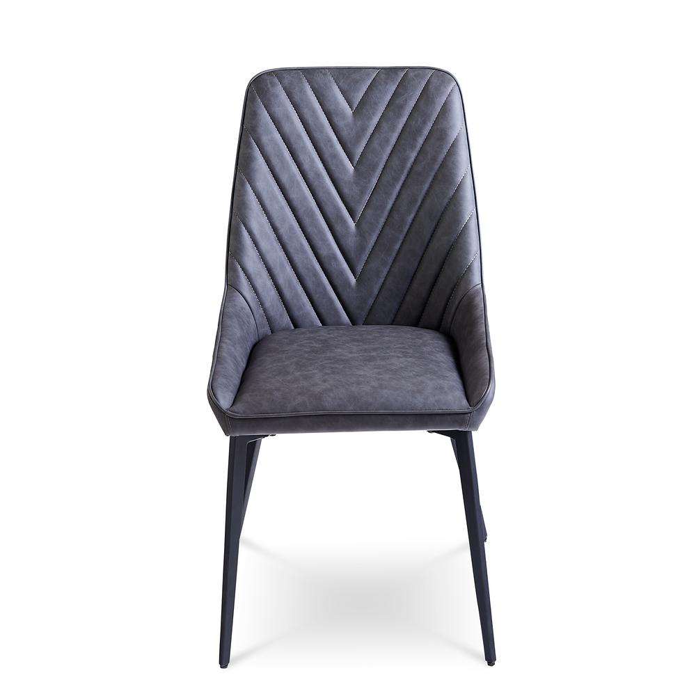 Lucia Upholstered Dining Chair in Charcoal Synthetic Leather and Black Metal. Picture 4