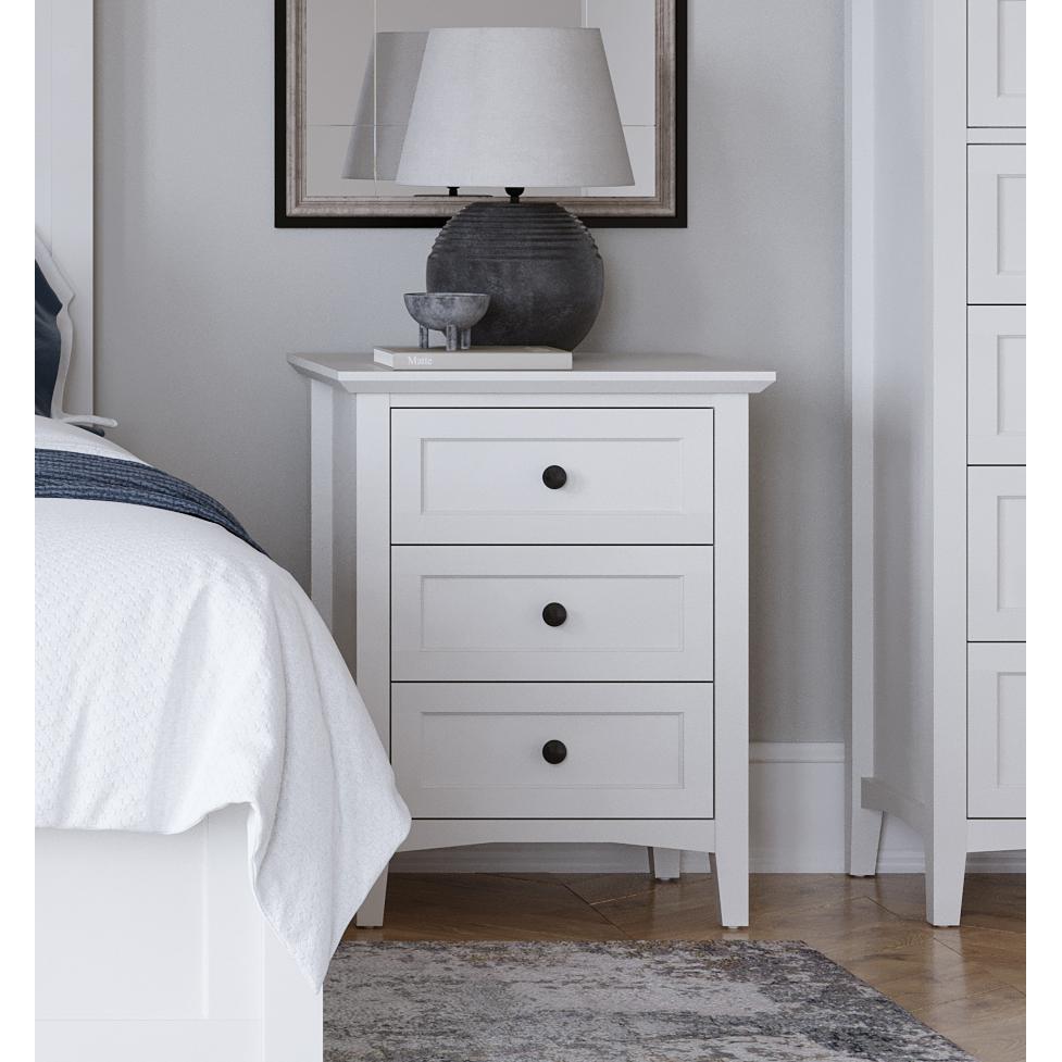 Grace Three Drawer Nightstand in Snowfall White. Picture 7