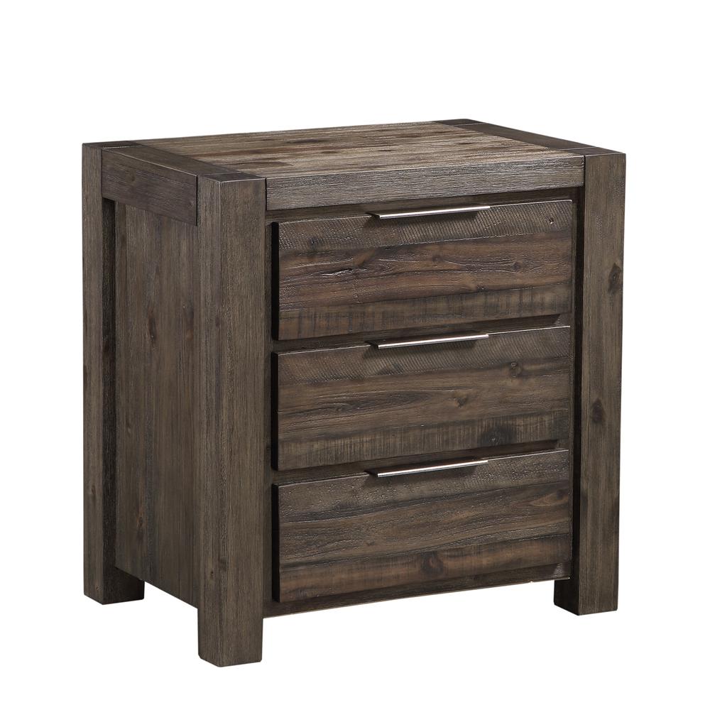 Savanna Three Drawer Solid Wood Nightstand in Coffee Bean. Picture 7