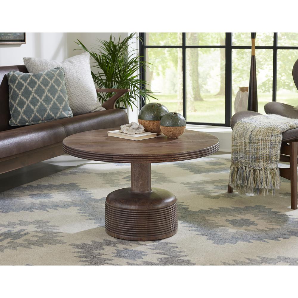 Liyana Solid Wood Round Coffee Table in Natural Tan. Picture 1