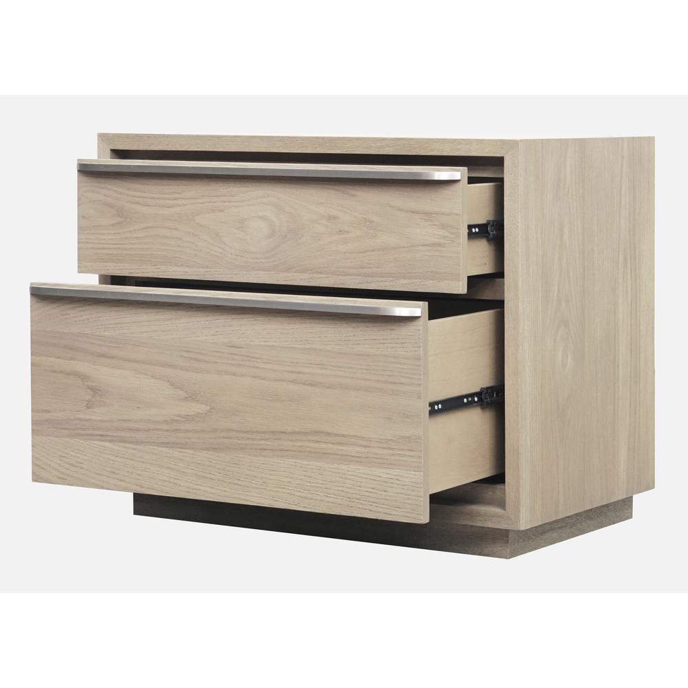 One Coastal Modern Two Drawer USB-Charging Nightstand in Bisque. Picture 3
