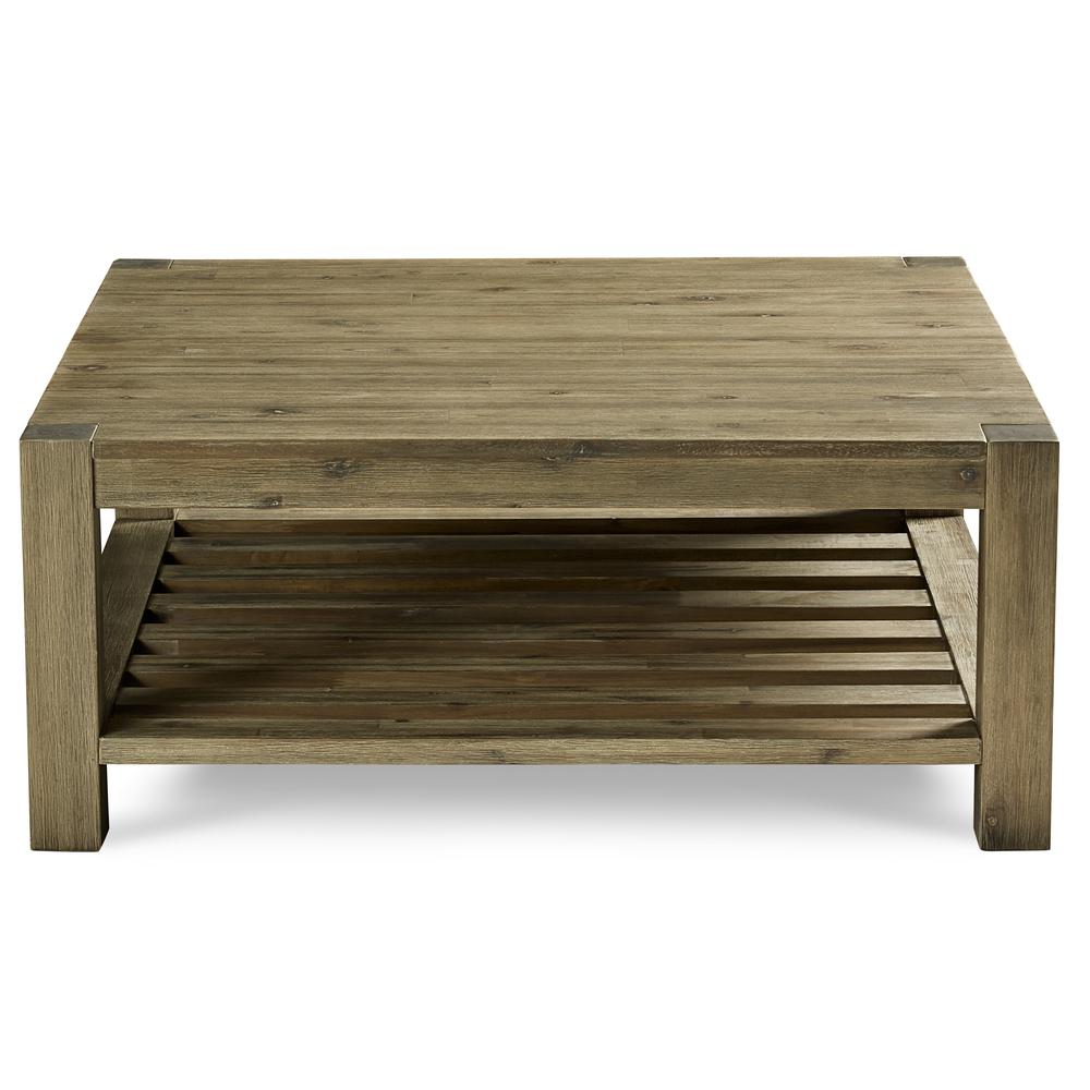 Canyon Solid Wood Square Coffee Table in Washed Grey. Picture 3