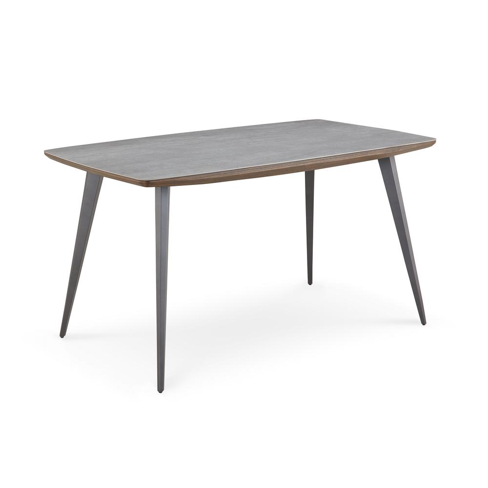 Tiago Wood Frame Dining Table in Gray Stone and Black Metal. Picture 5