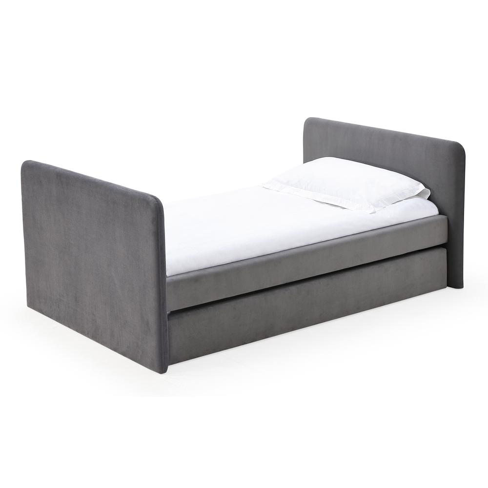 Elora Upholstered Daybed with Trundle in Charcoal Velvet. Picture 6