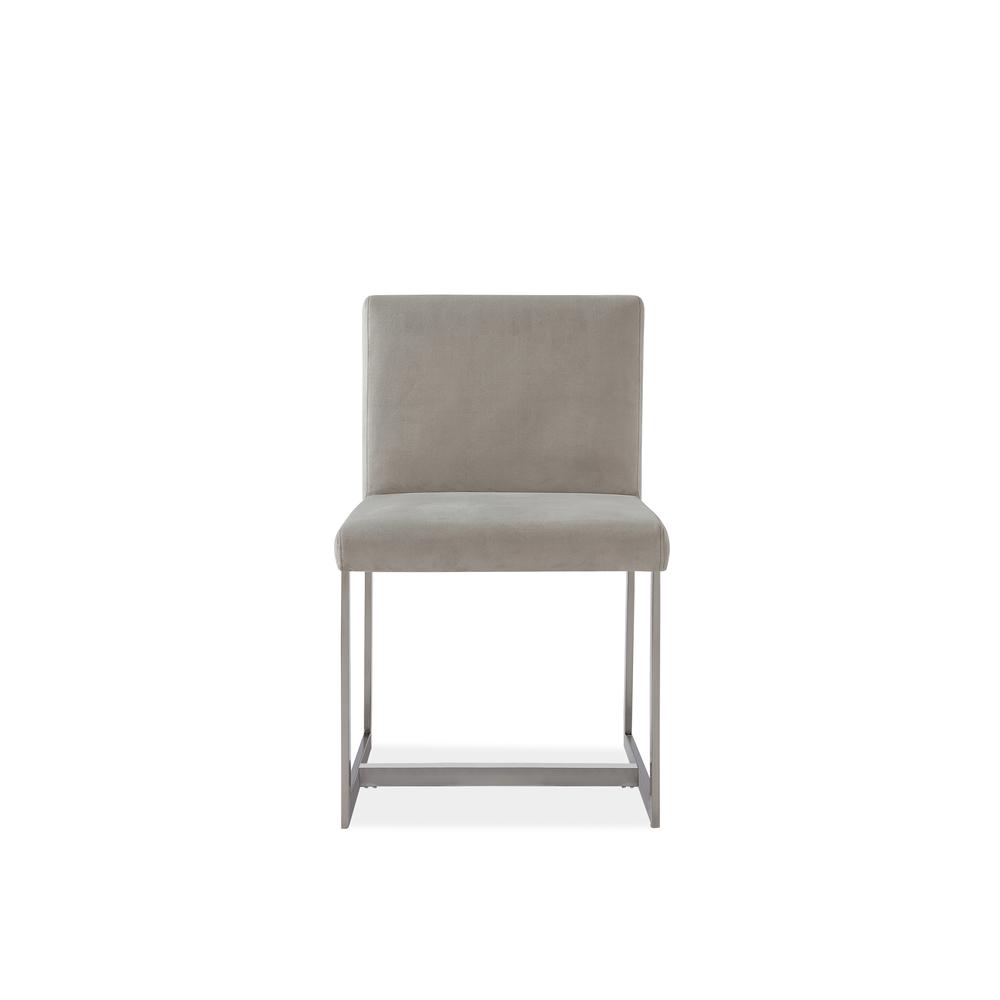 Eliza Upholstered Dining Chair in Dove and Brushed Stainless Steel. Picture 5
