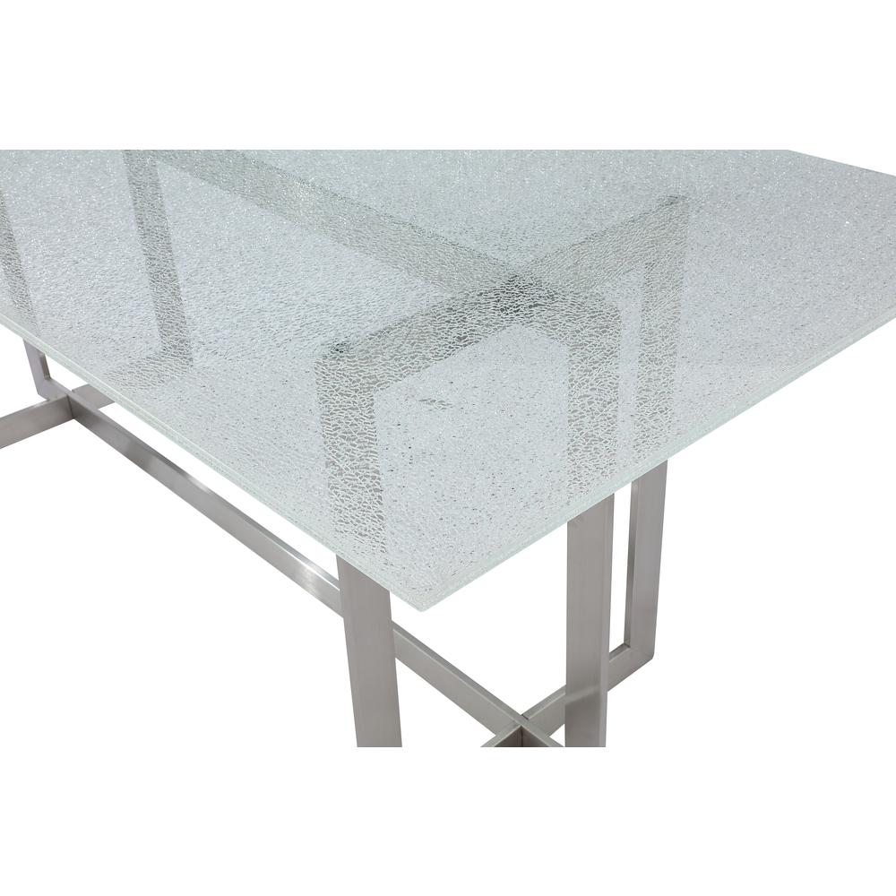 Eliza Cracked Glass Dining Table in Brushed Stainless Steel. Picture 6