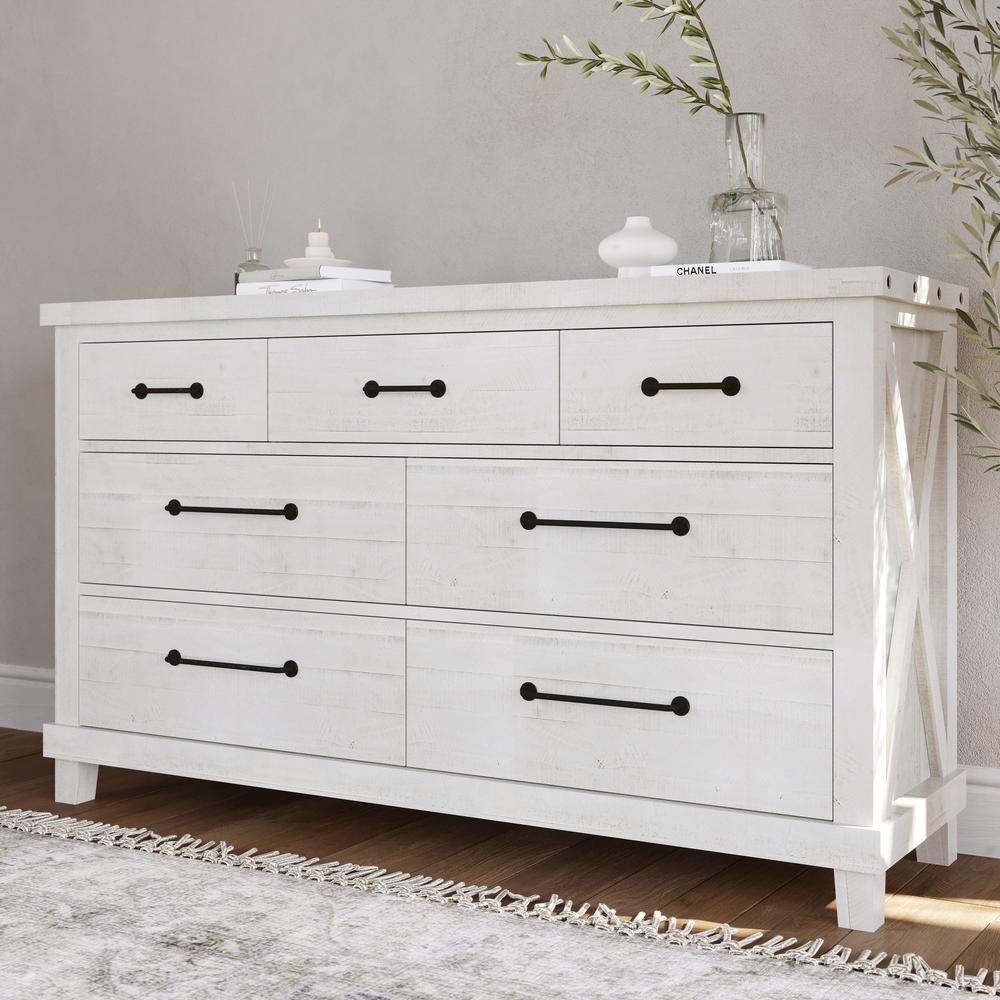 Yosemite Solid Wood Dresser in Rustic White (2024). Picture 1